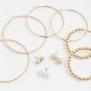 🆕 Gold-Tone Hoop & Stud Earrings Set of 6 Torrid
